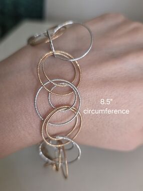 Two-Tone Interlocking Circle Bracelet - Gold & Silver